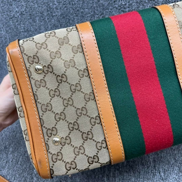 100% Authentic GUCCI Boston GG Cloth Satchel Bag - Picture 4 of 16